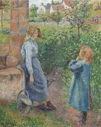 Kvinne og barn ved brønnen