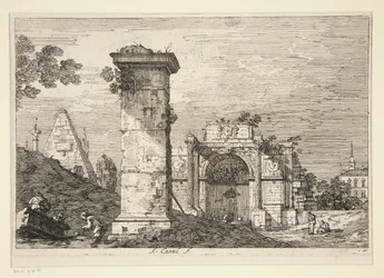 Landskap med ødelagte monumenter, fra serien Vedute (Views)