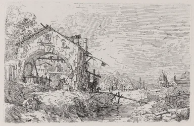 Landskap med en kvinne ved en brønn, fra serien Vedute (Views)