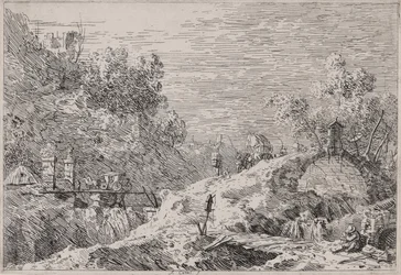 Fjelllandskap med fem broer, fra serien Vedute (Views)