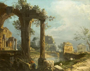 Canaletto - En capriccio-utsikt med ruiner 1742–44