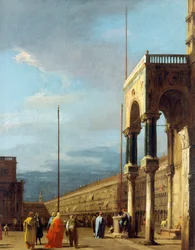 Canaletto - Piazzaen sett mot nordvest med Narthex i San Marco ca. 1723–24