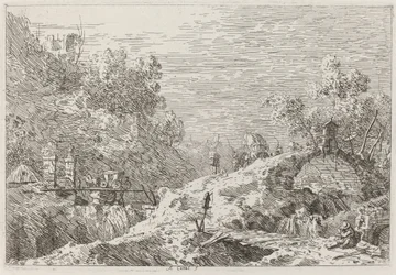 Fjelllandskap med fem broer [nederst til høyre]