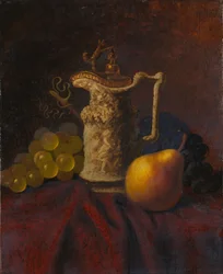 Stilleben med ær og frukt.