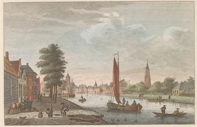 Utsikt over Amersfoort, ca 1790 Delft van de Vaart utstilt / Delft prize du Cote de la riviere dit le Schie (tittel på objekt)