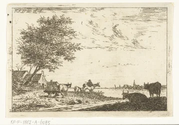 Elvelandskap med bonde og kyr på gården Landskap (serietittel)