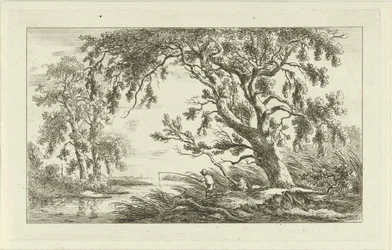 Fisker i et elvelandskap Landskap (a-f) (serietittel)