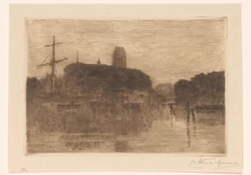 Utsikt over Nieuwe Haven i Dordrecht om natten