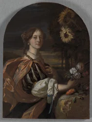 Catharina van Heemskerck med solsikker (olje på panel)