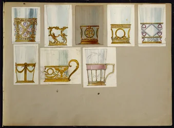 Utvalg av design, House of Carl Faberge (blyant og akvarell på papir)
