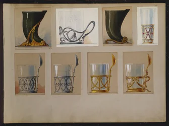 Utvalg av design, House of Carl Faberge (blyant og akvarell på papir)