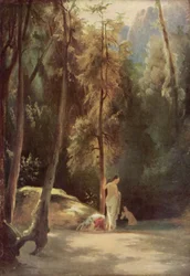 Badende i parken Terni (kvinner som bader i skogen)