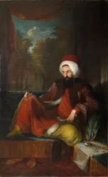 ""Portrett av Yusuf Agah Efendi (1744-1824)"" Maleri av Carl Frederik von Breda (1759-1818) 1700-tallet Olje på lerret Dim 240x148 cm Pera Museum, Istanbul