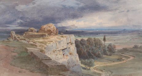Utsikt over Norba fra nord, mot San Felice Circeo, 1856.