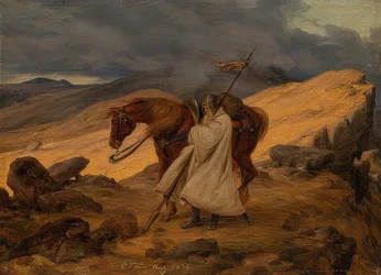 Korsfarer på vakt i fjellene. 1836