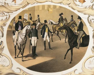 Østerrike, Wien, Rideskole av Carl Kunz og Johann Geiger, Fargelitografi