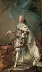 Frederik V i sine salvelsesklær, ca. 1750 (olje på lerret)