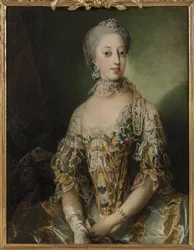 Sophie Madeleine av Danmark, dronning av Sverige - Portrett av Sophia Magdalene av Danmark (1746-1813), dronning av Sverige, av Pilo, Carl Gustaf (1711-1793). Olje på lerret