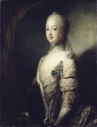 Sophie Madeleine av Danmark, dronning av Sverige og Finland - Portrett av Sophia Magdalena av Danmark (1746-1813), dronning av Sverige, av Pilo, Carl Gustaf (1711-1793). Olje på lerret