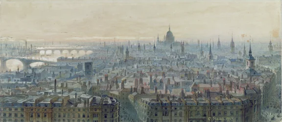 Panorama over London fra toppen av Monumentet, sett mot vest, 1848