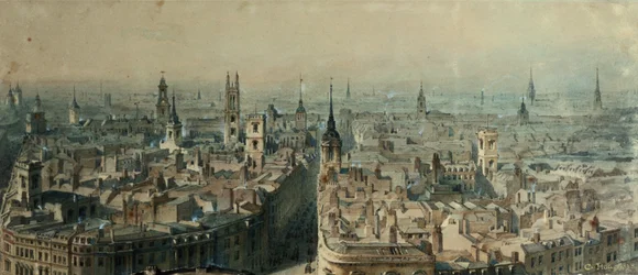 Utsikt over London fra Monumentet mot nord, 1848