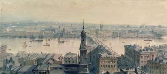 Utsikt over London fra Monumentet mot sør, 1848