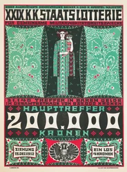 Plakat som annonserer det 24. kongelige østerrikske veldedighetslotteriet i 1912