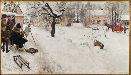 Friluftsmaler. Vintermotiv fra Åsögatan 145, Stockholm