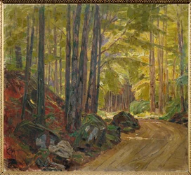 Sti gjennom skogen (maleri på lerret)