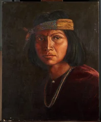 Cha-ah-din-'ie Navaho (olje på lerret montert på panel)