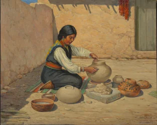 Hopi-kvinne som lager keramikk