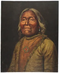 Nar-Ah-Kee Gie Etsu, Old Apache Scout (olje på lerret)