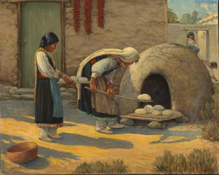 Kvinner som baker brød