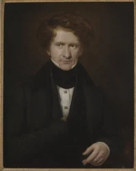 Portrett av komponisten Adolf Fredrik Lindblad (1801-1878), av Mazer, Carl Petter (1807-1884). Olje på lerret