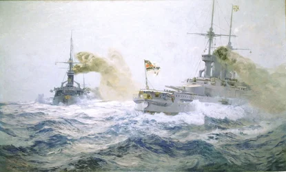 Tyske flåtemanøvrer på åpent hav, ca. 1900 (olje på lerret)