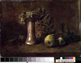 Nature morte (stilleben). Maleri av Carl Schuch (1846-1903). Olje på lerret, 52,5 x 76 cm. Tysk kunst fra 1800-tallet. Statens MK Ciurlionis kunstmuseum, Kaunas (Litauen).
