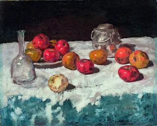 ""Nature morte aux pommes"" (Stilleben med epler) Peinture de Carl Schuch (1846-1903) 1889 Olje på lerret Dim 66,2x81,6 cm Museum Kunstpalast, Düsseldorf