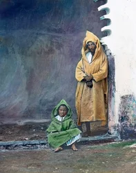 Marokko, maurisk kjøpmann med sin lille sønn, bildedato: cirka 1910. Carl Simon-arkivet
