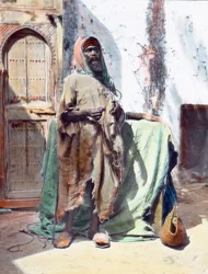 Marokko, blind tigger i Tanger, bildedato: ca. 1910. Carl Simon-arkivet
