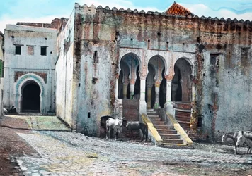 Nord-Marokko, Tanger, inngangen til guvernørpalasset, bildedato: ca. 1910. Carl Simon-arkivet