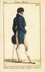 Fransk dandy i snippkjole med smal midje, Paris