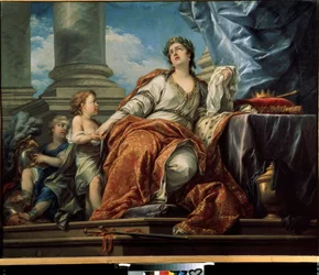 Allegori om tragedien. Maleri av Carle Van Loo (1705-1765). Olje på lerret