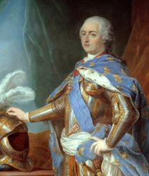 Detalj av "" Full-lengde portrett av Louis XV "" (1710-1774). Maleri av Carle Van Loo (1705-1765)