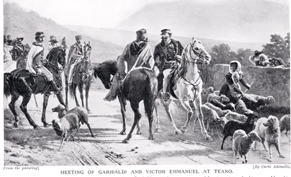 Møte mellom Garibaldi og Victor Emmanuel på Teano, illustrasjon fra 