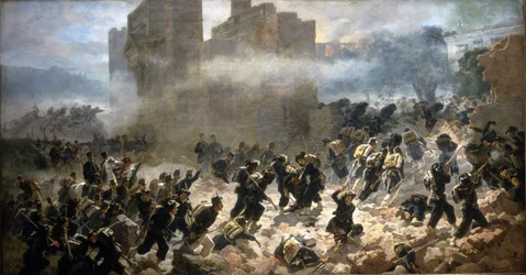 The Brêche of Porta Pia - Roma, 20/09/1870. Maleri av C. Ademollo.