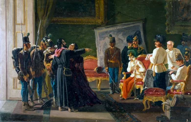 Ugo Bassi og hans søster Carlotta i Villa Spada, ca 1866, olje på lerret, av Carlo Ademollo (1825-1911)