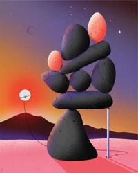 Mot solen, mot oss, 2020 (digital illustrasjon)