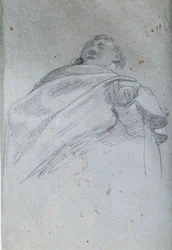 Byste av mannsdrapering Tegning i blekk og vask av Carlo Bononi (1569-1632) Paris fra 1600-tallet. Museet Louvre