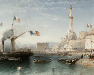 De franske troppene lander i Genova i april 1859 (tempera)