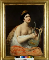 Portrett av Antonietta Fagnani Arese (1778-1847), elsket kvinne til den italienske poeten Ugo Foscolo (1778-1827). Maleri av Carlo Bruni 1800-tallet
